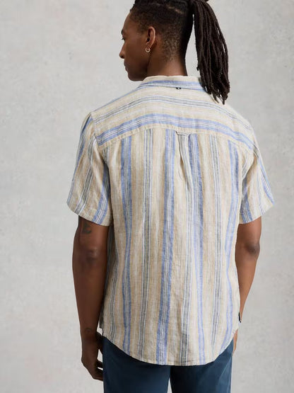 White Stuff Keswick Linen Stripe Shirt in Green Multi