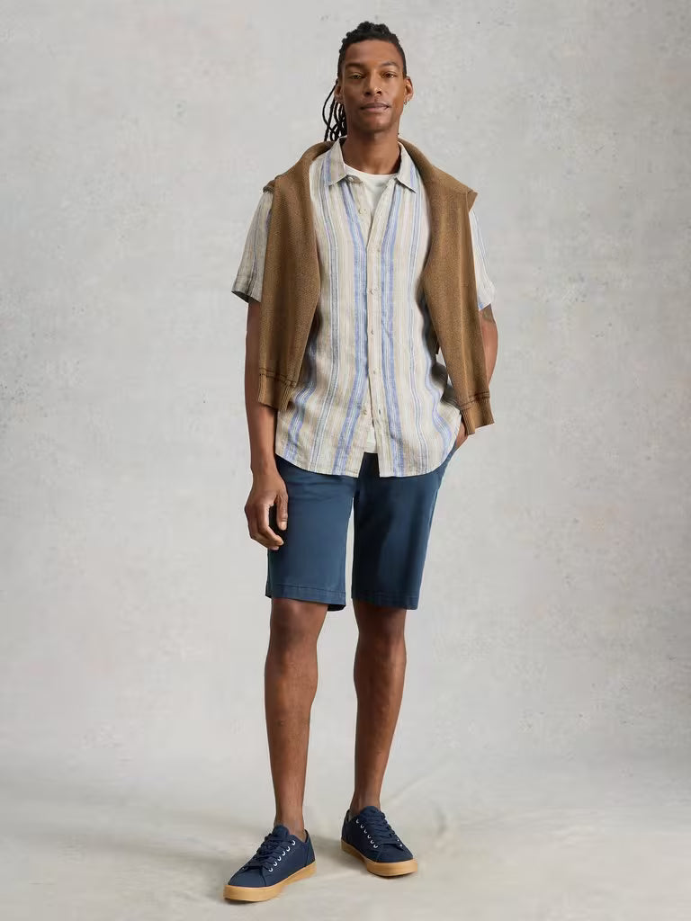 White Stuff Keswick Linen Stripe Shirt in Green Multi