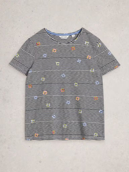 White Stuff Abbie Stripe T-Shirt in Navy Multi