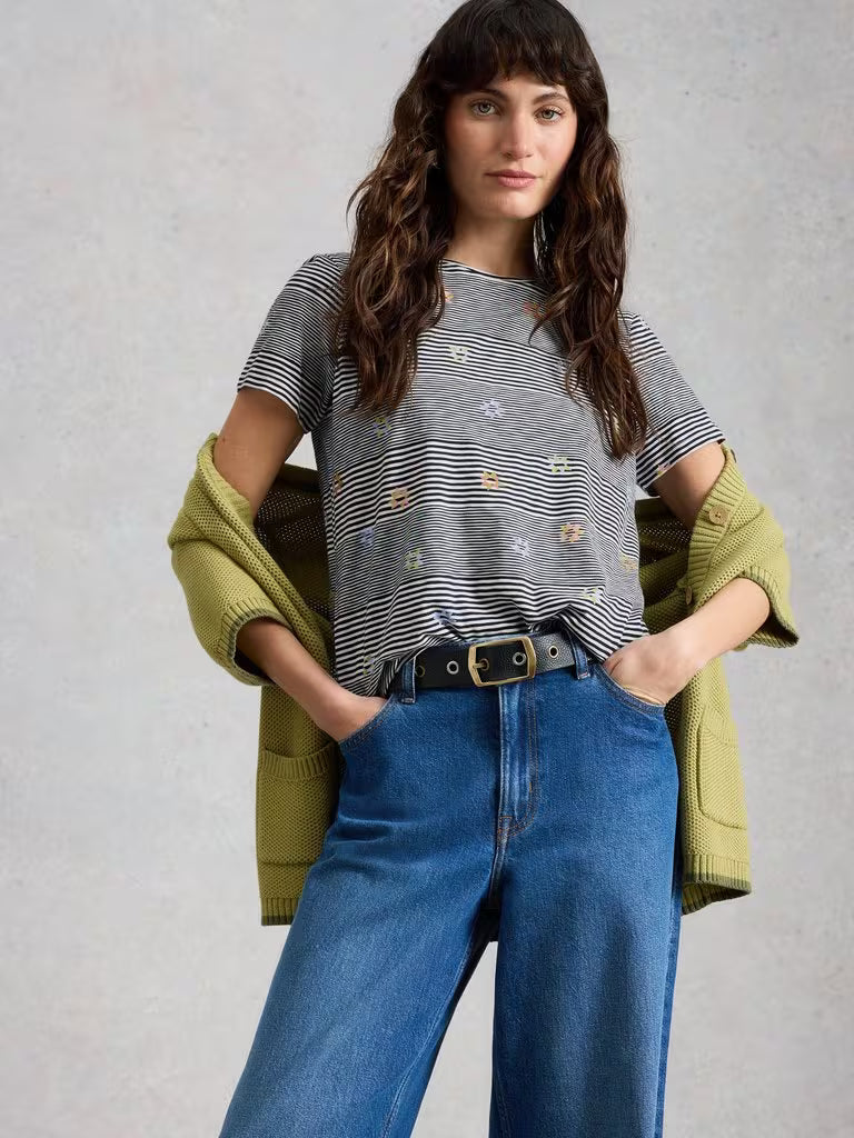 White Stuff Abbie Stripe T-Shirt in Navy Multi