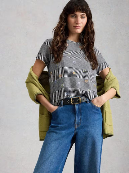 White Stuff Abbie Stripe T-Shirt in Navy Multi