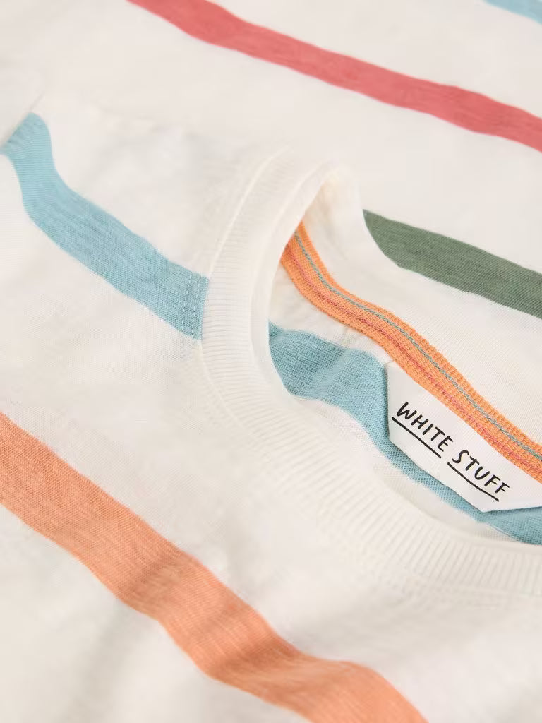 White Stuff Clara Long Sleeved Striped Tee in Ivory Multi