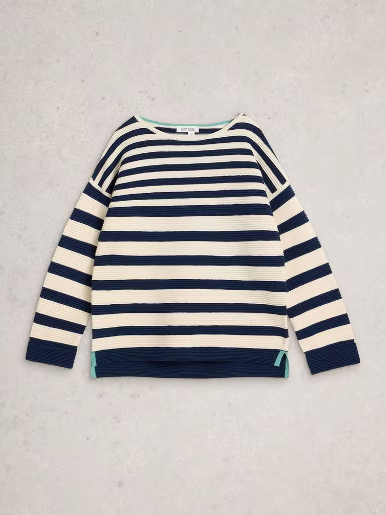 White Stuff Jana Crew Neck Stripe Jumper in Navy Multi