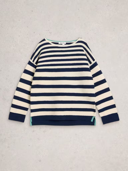 White Stuff Jana Crew Neck Stripe Jumper in Navy Multi