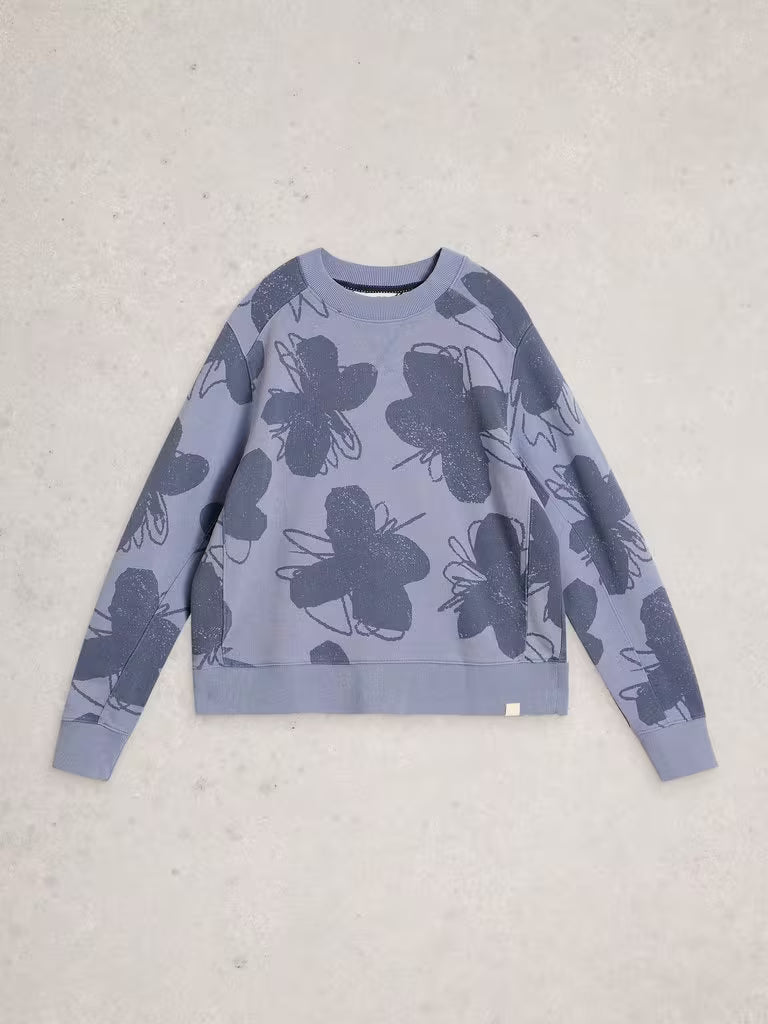 White Stuff Daydreamer Printed Sweat in Blue Print