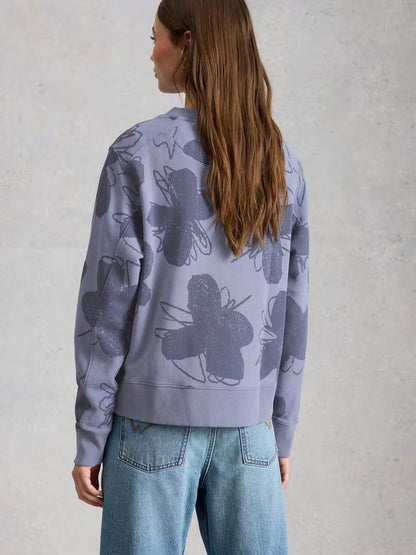 White Stuff Daydreamer Printed Sweat in Blue Print