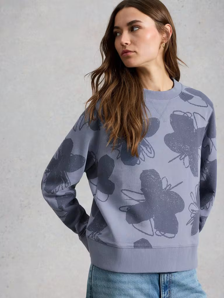 White Stuff Daydreamer Printed Sweat in Blue Print