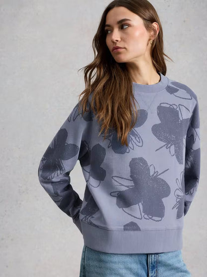 White Stuff Daydreamer Printed Sweat in Blue Print