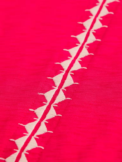 White Stuff Nelly Plain Embroidered Tee in Bright Pink