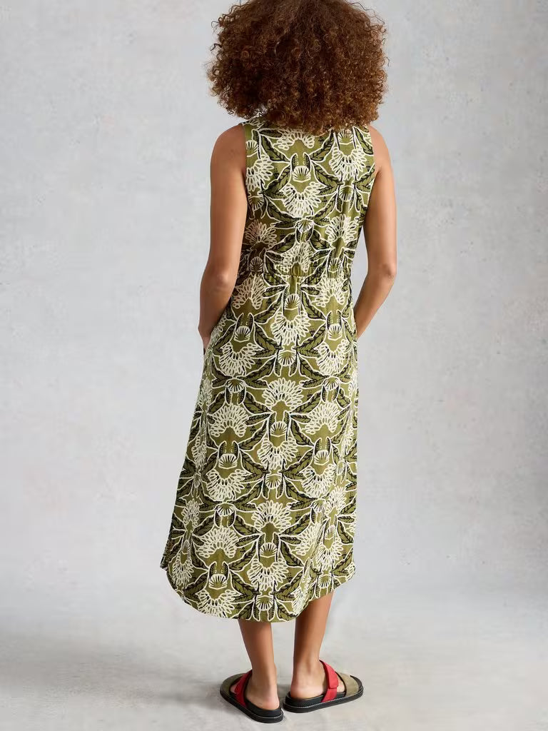 White Stuff Heidi Jersey Print Dress in Green Print