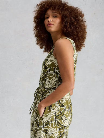 White Stuff Heidi Jersey Print Dress in Green Print