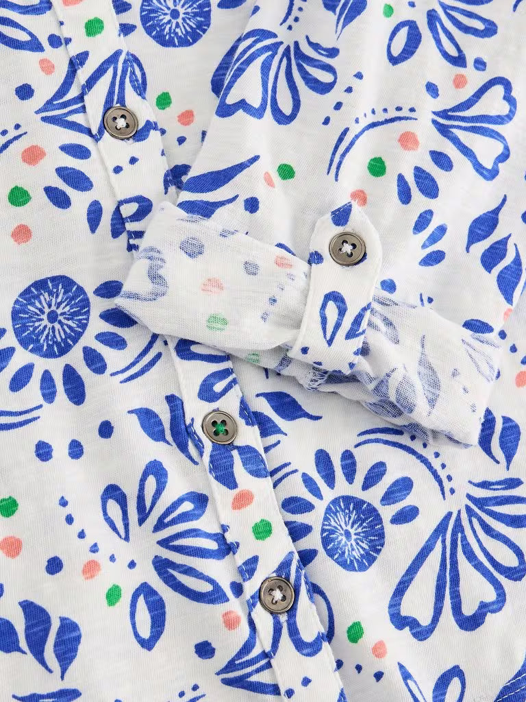 White Stuff Annie Jersey Shirt in White Print