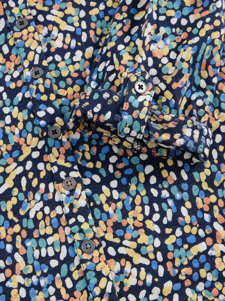 White Stuff Annie Jersey Shirt in Navy Print
