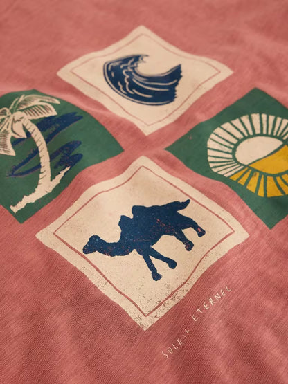 White Stuff Abersoch Camel Graphic Tee in Pink Print