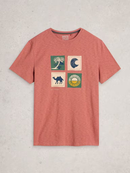 White Stuff Abersoch Camel Graphic Tee in Pink Print