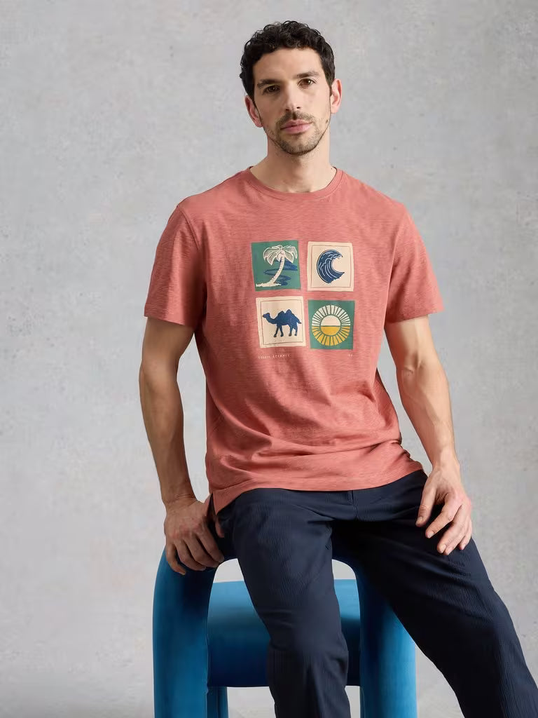 White Stuff Abersoch Camel Graphic Tee in Pink Print