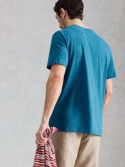 White Stuff Abersoch Checker Graphic Tee in Blue Print
