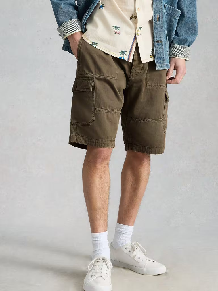 White Stuff Kemble Cargo Shorts in Khaki Green