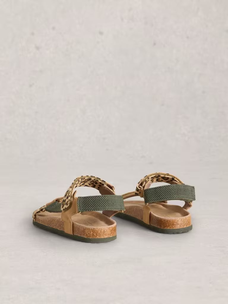 White Stuff Trek Patterned Strap Footbed Sandal in Brown Multi