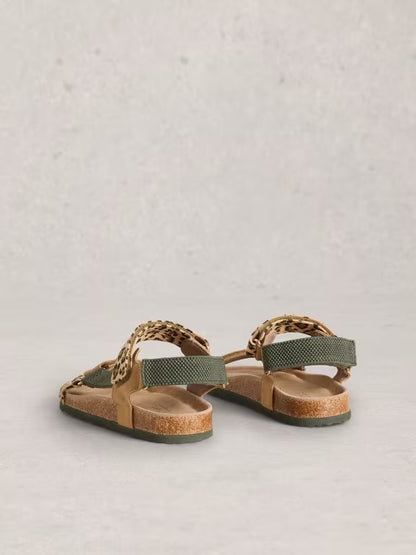 White Stuff Trek Patterned Strap Footbed Sandal in Brown Multi