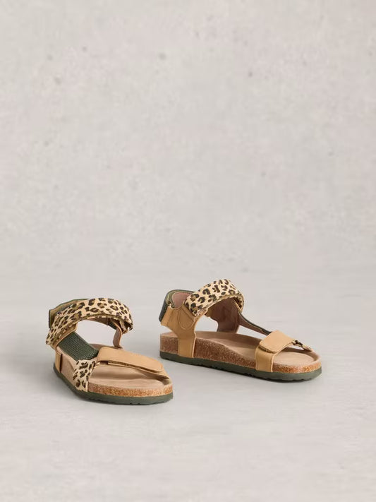 White Stuff Trek Patterned Strap Footbed Sandal in Brown Multi