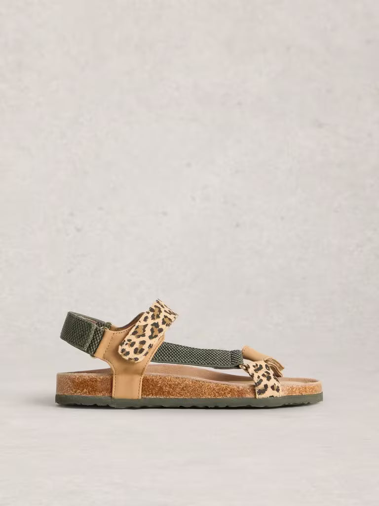 White Stuff Trek Patterned Strap Footbed Sandal in Brown Multi