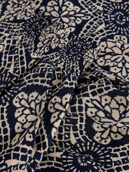 White Stuff Shelly Crinkle Shorts in Navy Print