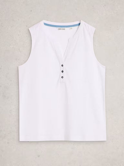 White Stuff Nora Texture Notch Vest in Brilliant White
