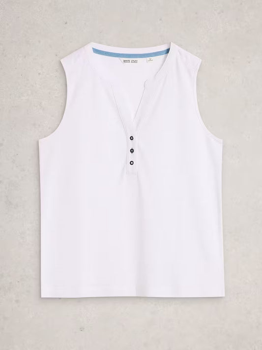 White Stuff Nora Texture Notch Vest in Brilliant White