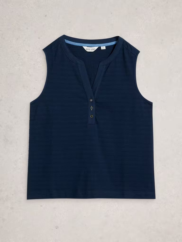 White Stuff Nora Texture Notch Vest in Dark Navy