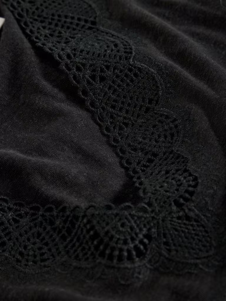 White Stuff Ellie V Neck Lace Vest in Pure Black