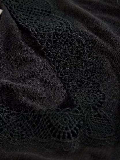 White Stuff Ellie V Neck Lace Vest in Pure Black