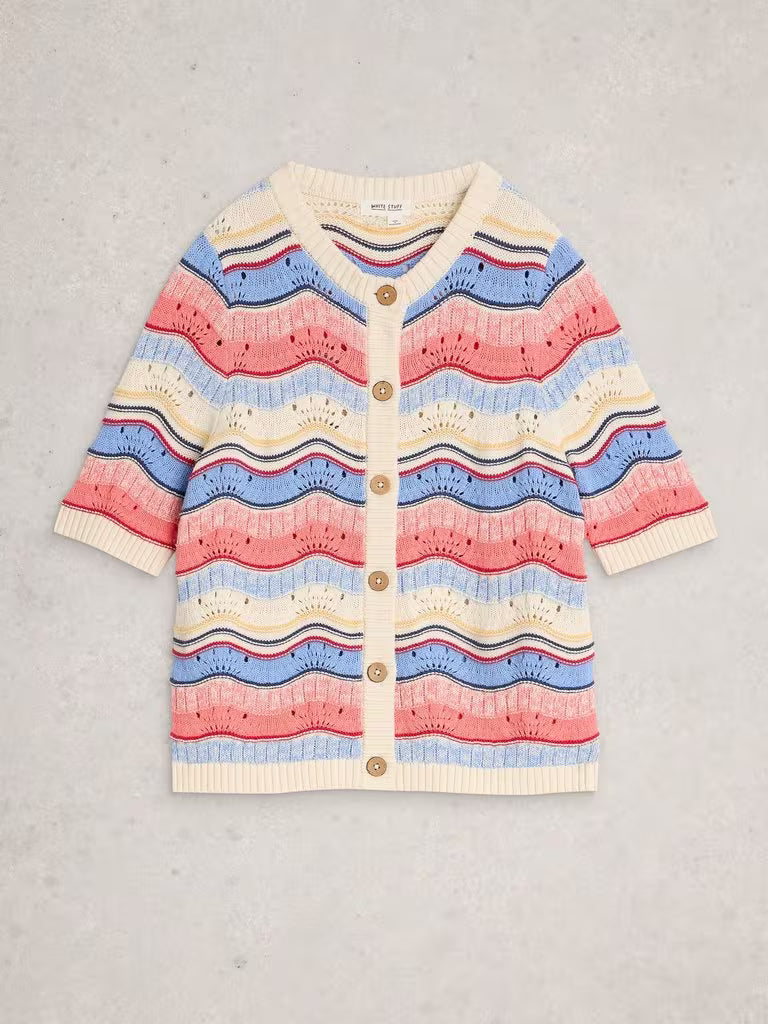 White Stuff Isabella Wavy Cardi in Ivory Multi