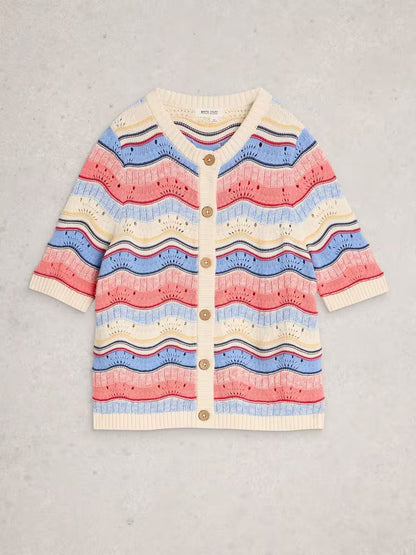 White Stuff Isabella Wavy Cardi in Ivory Multi