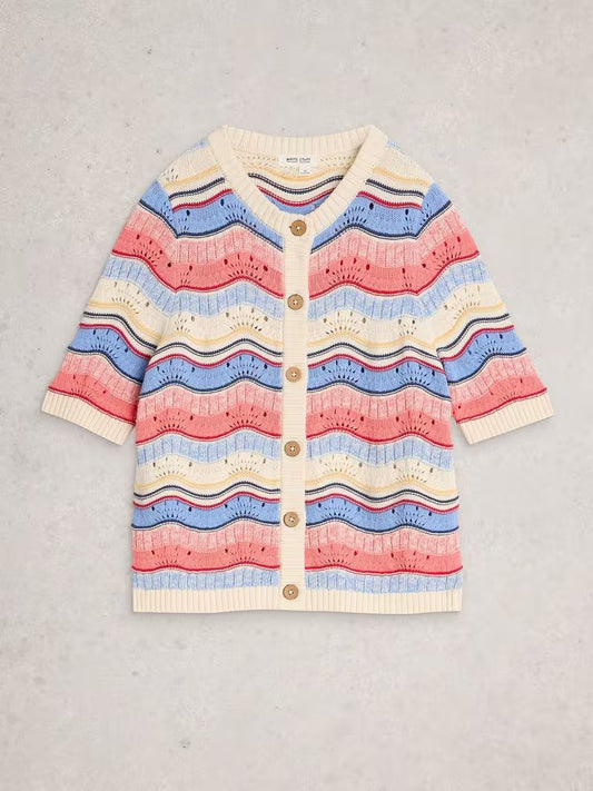 White Stuff Isabella Wavy Cardi in Ivory Multi