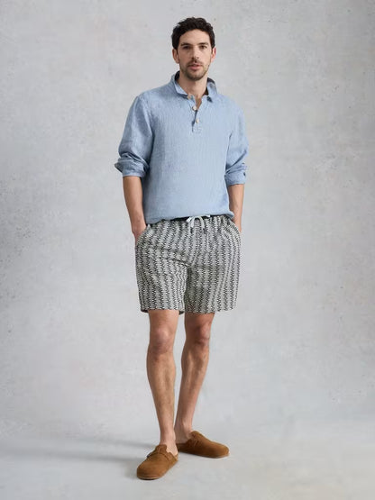 White Stuff Ventnor Geo Fish Swim Shorts in Navy Print