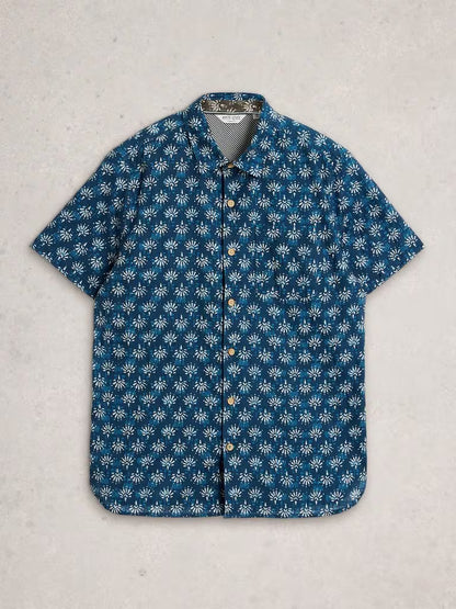 White Stuff Finsbury Batik Print Shirt in Navy Print