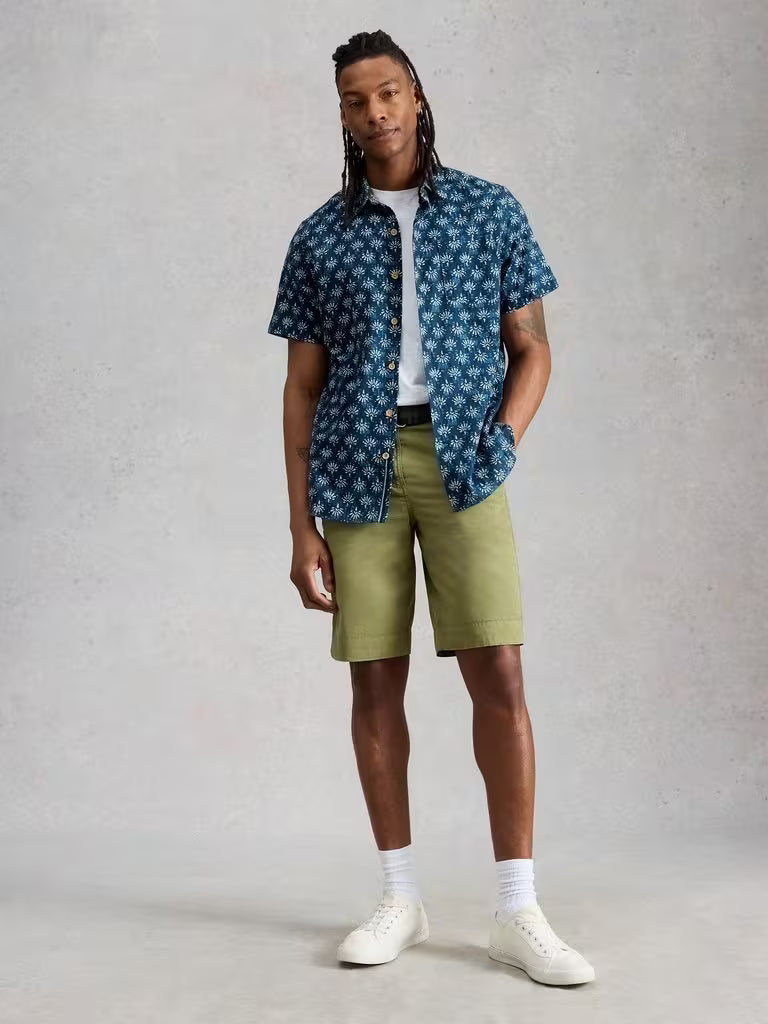 White Stuff Finsbury Batik Print Shirt in Navy Print