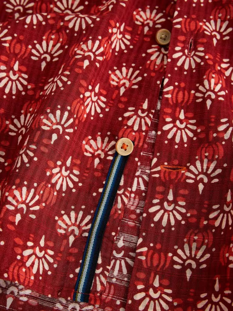 White Stuff Finsbury Batik Print Shirt in Red Print