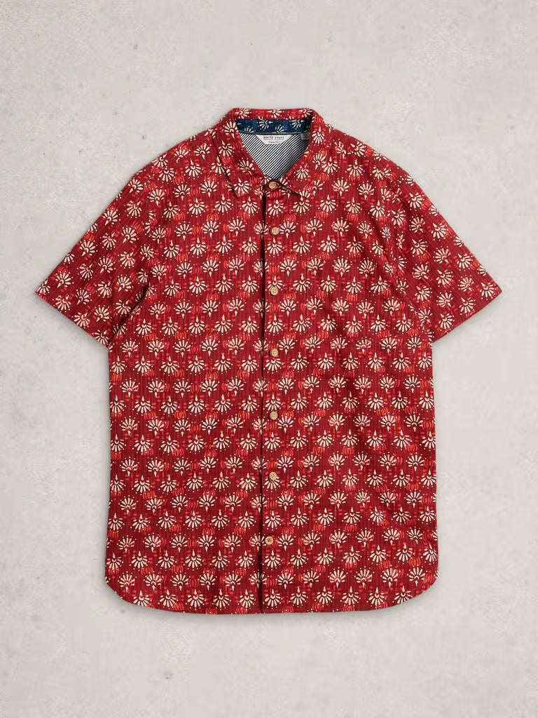 White Stuff Finsbury Batik Print Shirt in Red Print