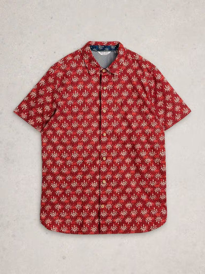 White Stuff Finsbury Batik Print Shirt in Red Print
