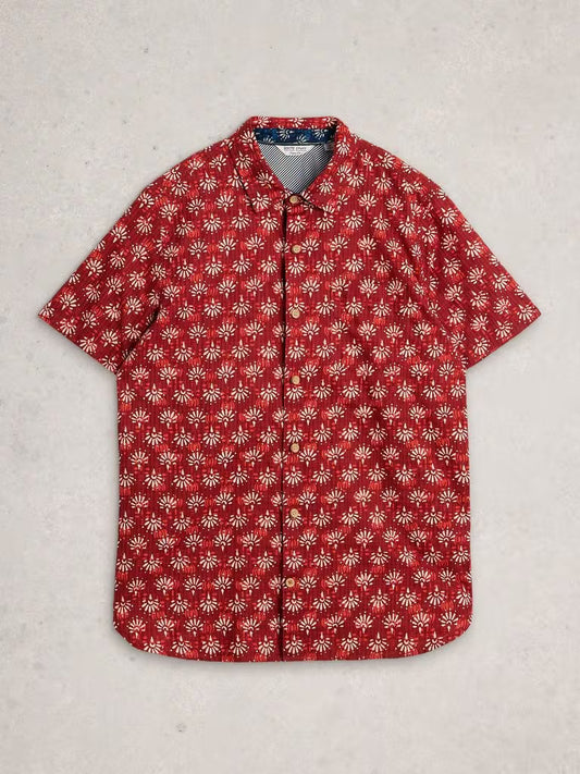 White Stuff Finsbury Batik Print Shirt in Red Print