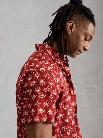 White Stuff Finsbury Batik Print Shirt in Red Print