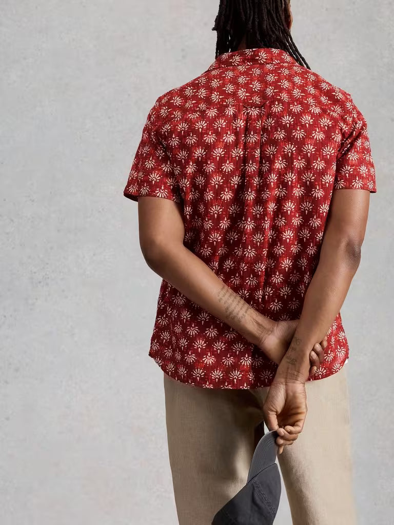 White Stuff Finsbury Batik Print Shirt in Red Print