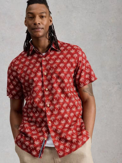 White Stuff Finsbury Batik Print Shirt in Red Print