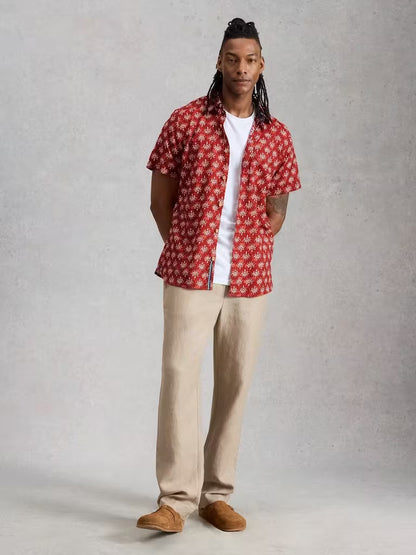 White Stuff Finsbury Batik Print Shirt in Red Print