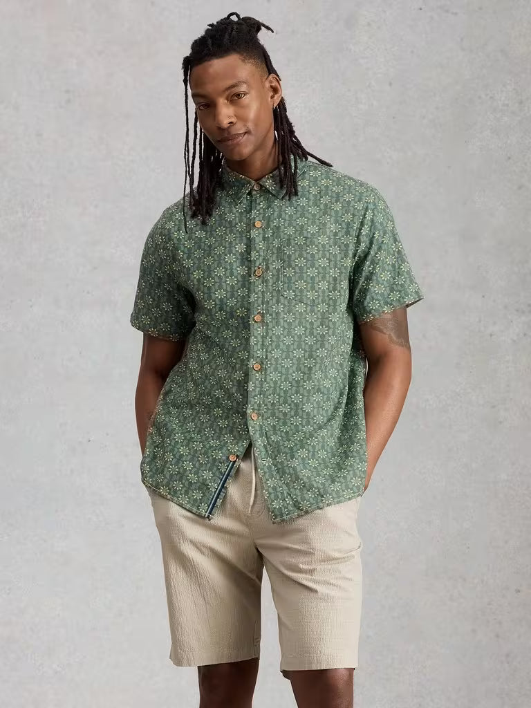 White Stuff Finsbury Sun Print Shirt in Green Print