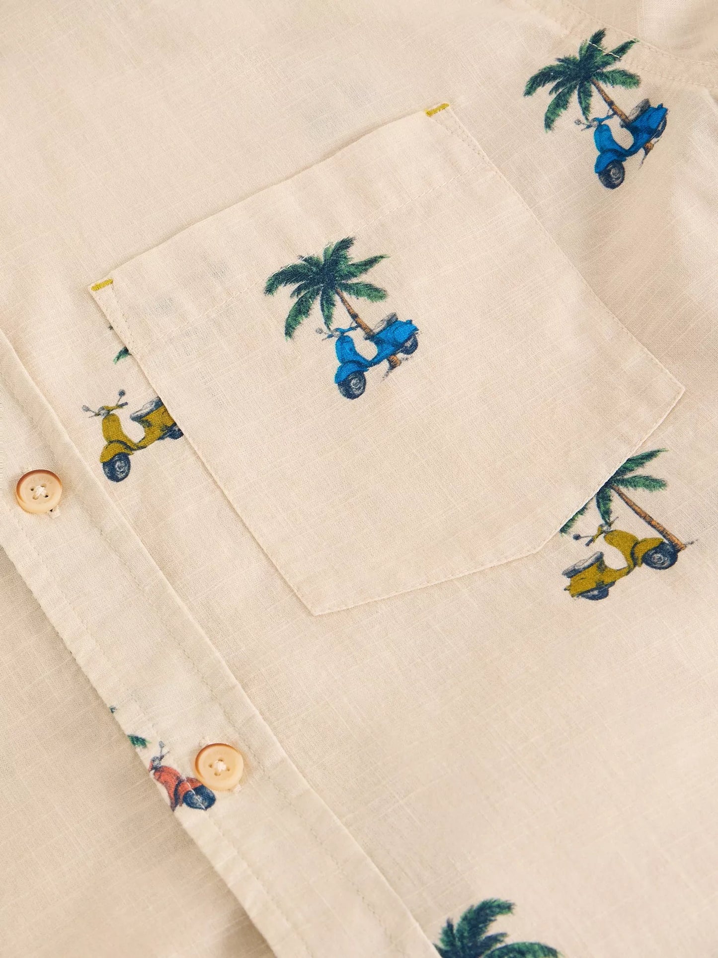 White Stuff Finsbury Moped Print Shirt in Natural Print
