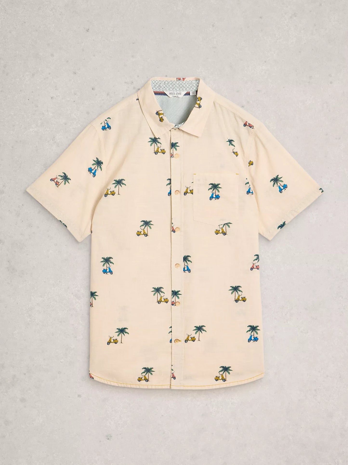 White Stuff Finsbury Moped Print Shirt in Natural Print