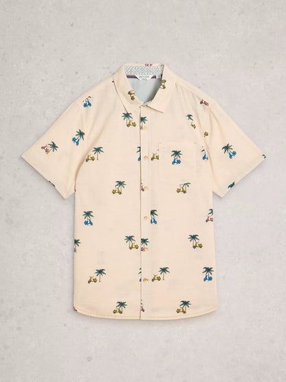 White Stuff Finsbury Moped Print Shirt in Natural Print